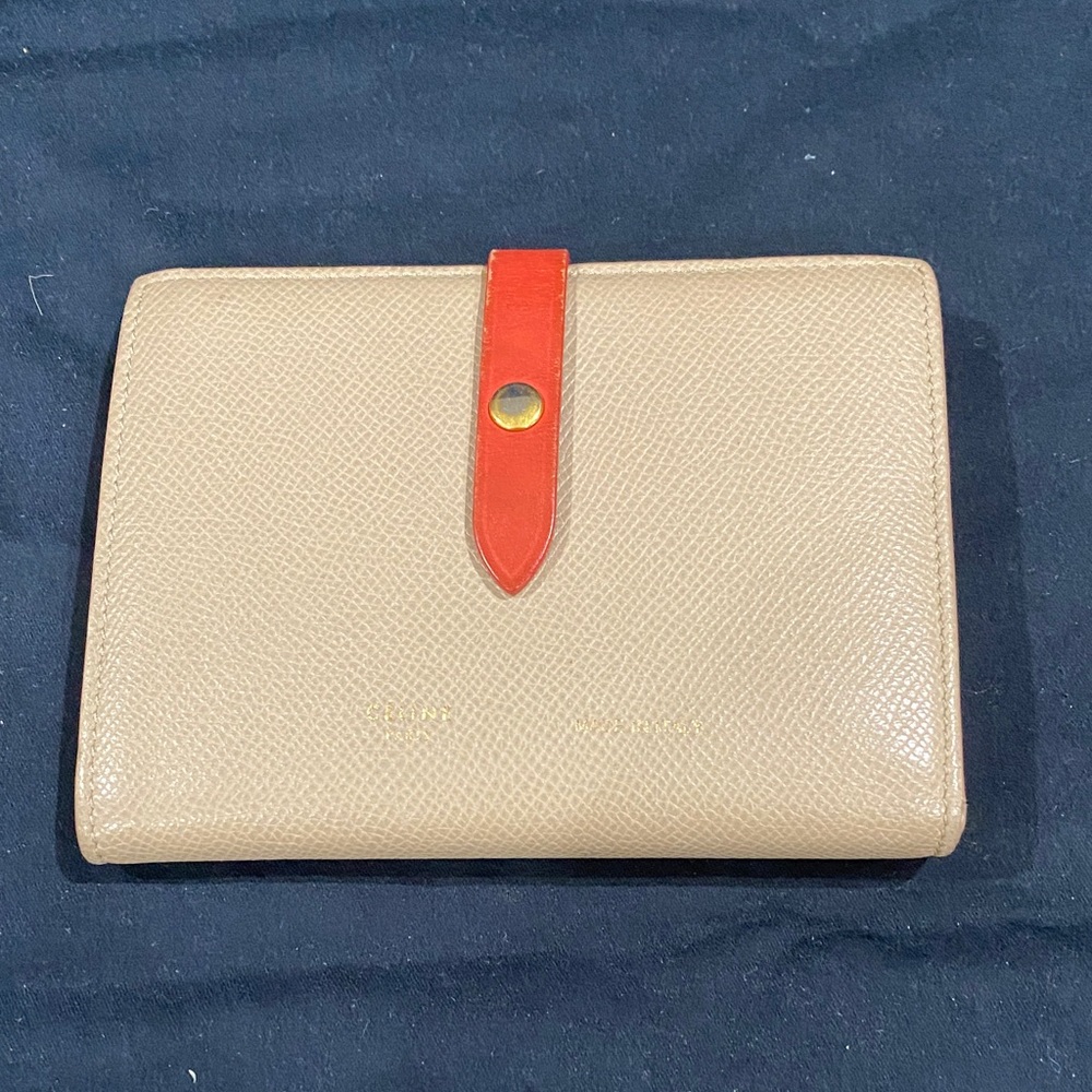 Celine Beige Wallet with Red Strap